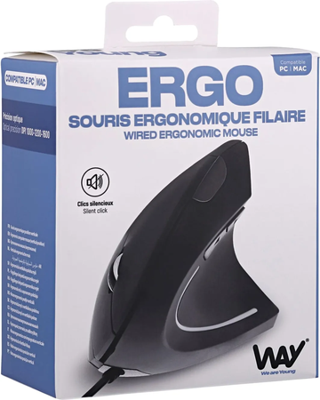 Souris filaire ergonomique verticale T'nB Way (Noir)