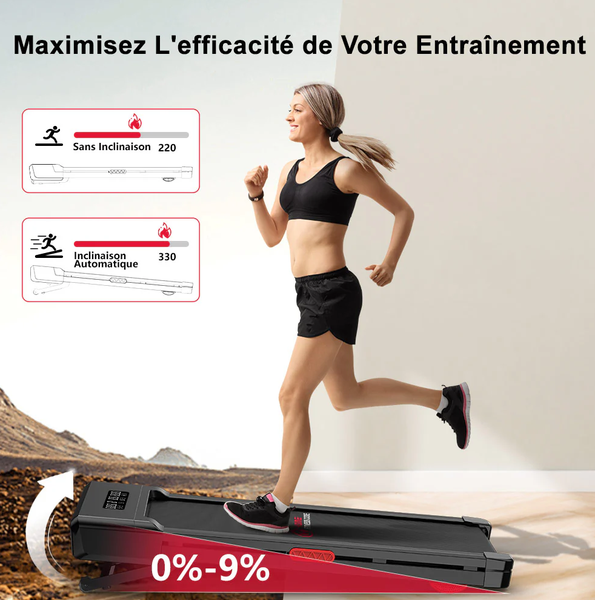 Tapis de Course Y1 avec Inclinaison Automatique de 0 à 9%, Vitesse de 1-10 km/h