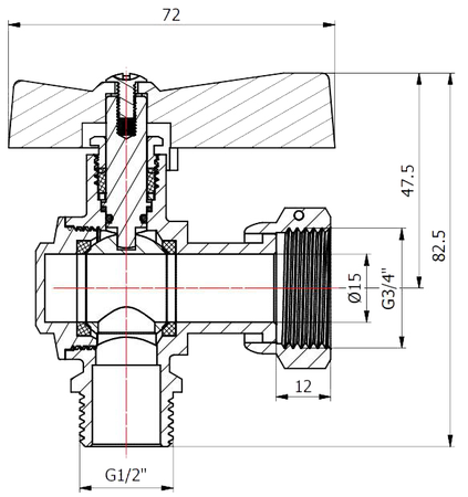 Robinet équerre Femelle 3/4 Mâle 1/2 pour compteurs d'eau - GARIS - B02-RCEQ1520