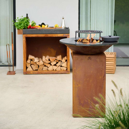 Pack brasero Classic 75 corten + grille en acier - OFYR