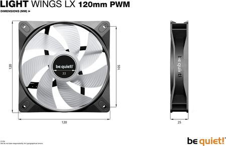 Ventilateur de boitier be quiet! Light Wings LX RGB - 12cm (Noir)