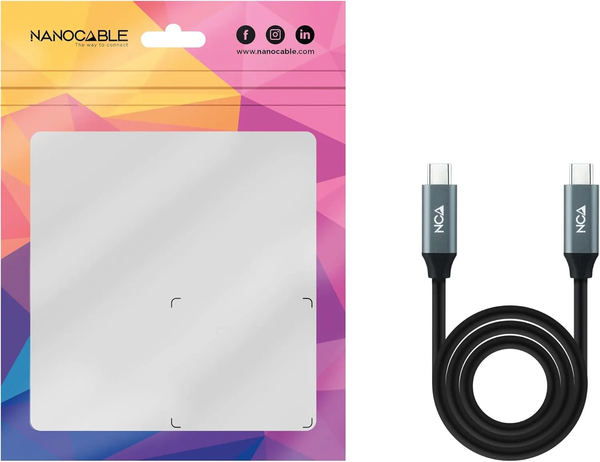 Câble Nanocable USB-C 3.2 M/M 3m 100W (Noir/Gris)