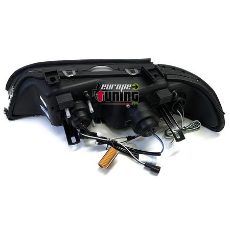 PHARES AVANTS NOIRS FEUX ANGEL EYES EN U CLIGNO LEDS BMW SERIE 5 E39 1995-2003 (05337)