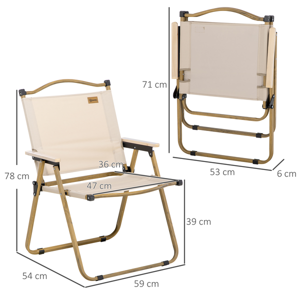 Lot de 2 chaises de jardin camping pliables acier oxford