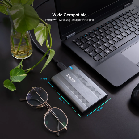 Boitier externe USB 3.1 TooQ TQE-2503 - S-ATA 2,5" (Gris)