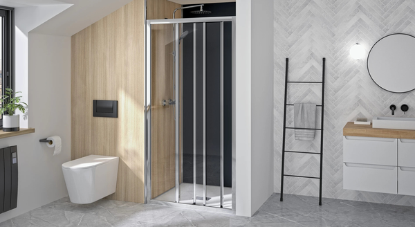 Paroi de douche SUPRA III 3V avec 2 volets coulissants 100cm profilé blanc avec verre transparent - KINEDO - PA1552BTN
