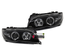 PHARES - FEUX AVANTS NOIRS ANGEL EYES LED BMW SERIE 3 E46 COUPE & CABRIO 03-07 (03331)