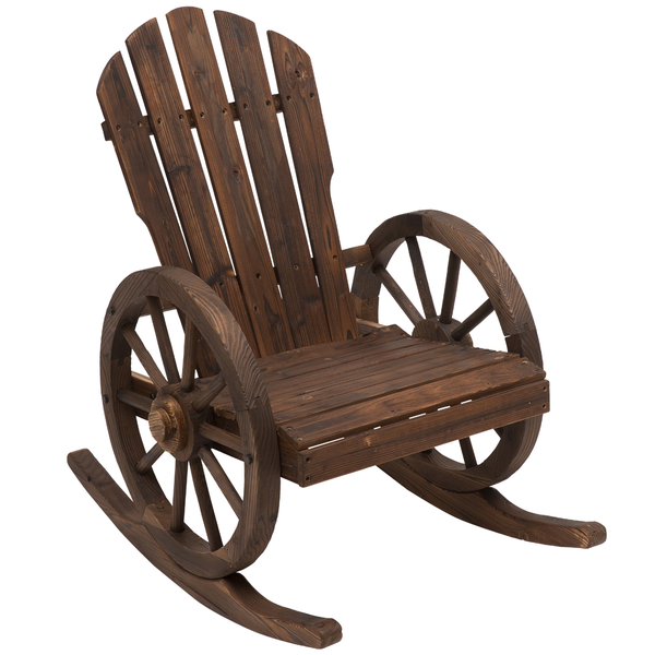 Fauteuil de jardin Adirondack accoudoirs roues charrette sapin carbonisé