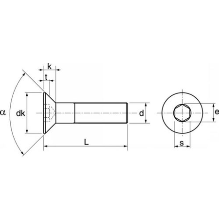 Vis à métaux tête fraisée 6 pans creux inox A2 ISO 10642 DIN 7991 8X18 boîte de 100 - ACTON - 622038X18