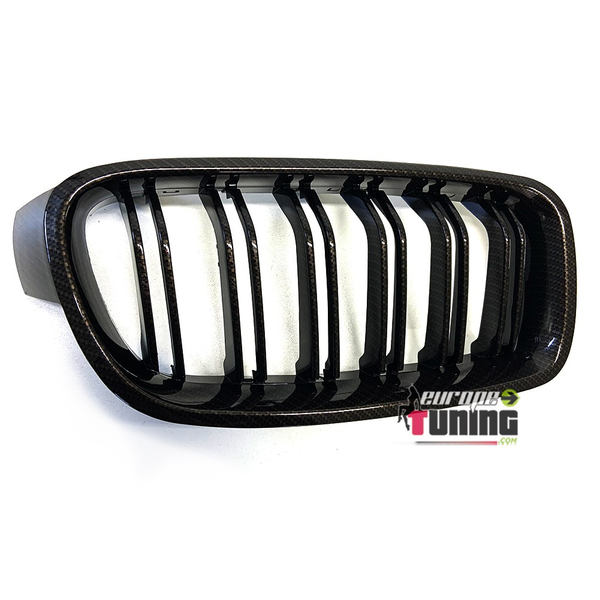 GRILLES CALANDRES SPORT DOUBLES LAMES LOOK CARBONE BMW SERIE 3 F30 & F31 (05291)