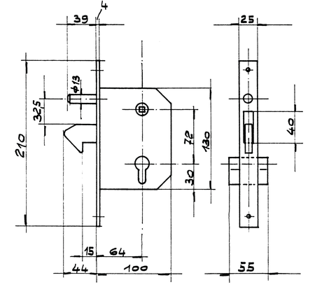 Serrure à crochet axe 60mm pour porte coulissante coffre de 96mm - IBFM - 5100