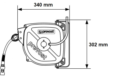 Enrouleur tuyau air comprimé à tambour fermé 12m - PREVOST - DRF 0812IS
