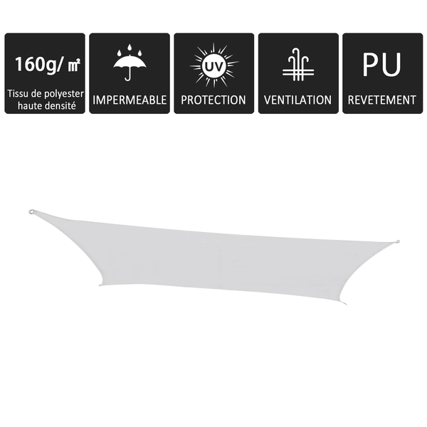 Voile d'ombrage carré 3 x 3 m