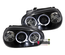 PHARES FEUX AVANTS ANNEAUX LED ANGEL EYES NOIRS VOLKSWAGEN VW GOLF 4 (11485)