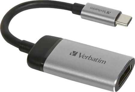 Cable Adaptateur Verbatim USB type C vers HDMI 2.0 10cm (Argent)