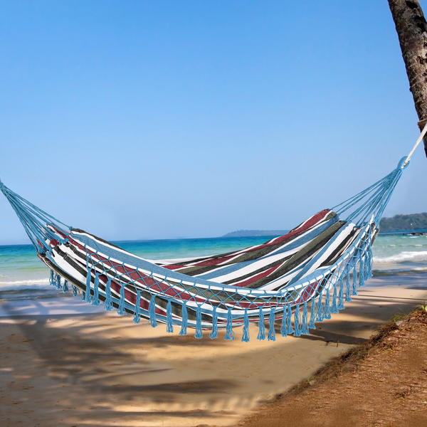 Hamac de voyage portable style hippie chic coton polyester multicolore