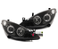 PHARES FEUX AVANTS NOIRS ANGEL EYES LED PEUGEOT 307 PHASE 1 2001-2005 (05473)