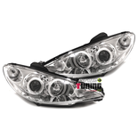 PHARES FEUX AVANTS ANNEAUX CCFL ANGEL EYES PEUGEOT 206 2002-2009 en H7/H7 (00768)