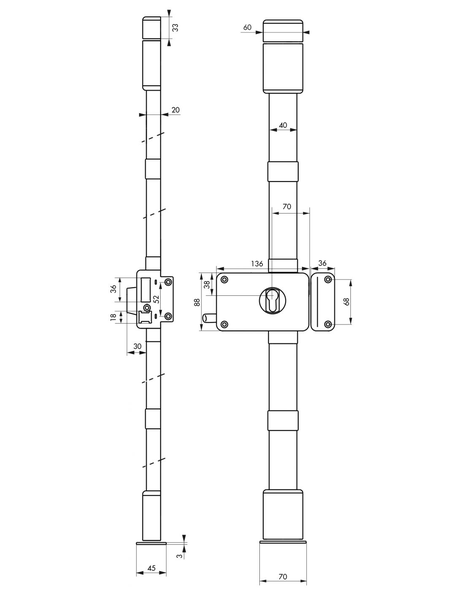 Serrure 3 points en applique HORGA gauche marron - FTH THIRARD - 047325