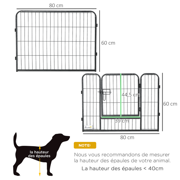 Parc enclos modulable pour animaux - acier noir