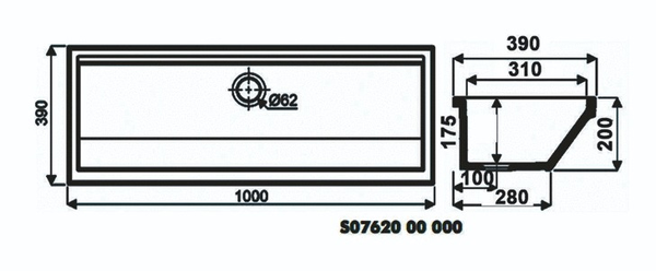 Lavabo collectif PUBLICA blanc 1000x390mm - GEBERIT - 00762000000