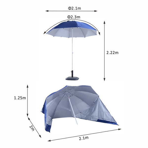 Parasol abri solaire bleu