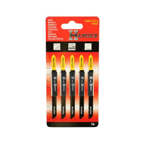 Pack de 5 lames de scie sauteuse TMA7512 pour acrylique 75mm - HANGER - 150226