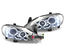 PHARES CHROME FEUX ANNEAUX ANGEL EYES 3 LEDS RENAULT MEGANE 1 PHASE 2 1999-2002 (12945)