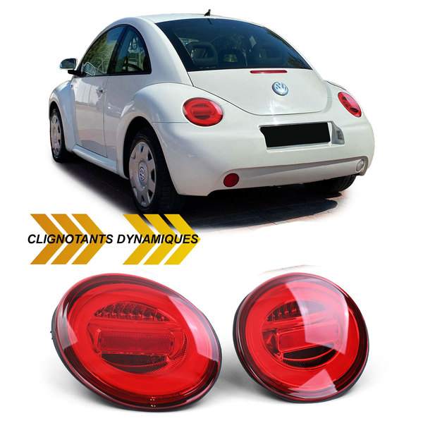 FEUX SPORT ROUGES TUBES CELIS A CLIGNOTANTS LED SEQUENCIELS VW NEW BEETLE PH1 1998-2005 (05420)