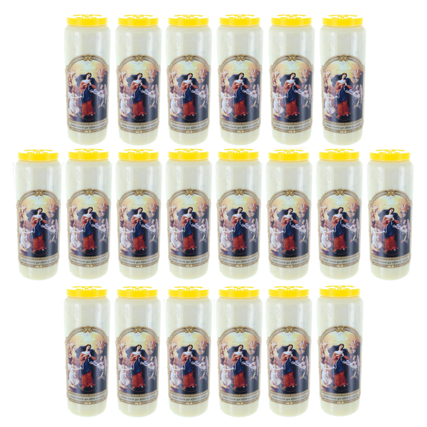 Lot de 20 Bougies Neuvaine de Marie qui défait les noeuds 17,5 cm