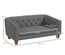 Canapé chien style Chesterfield dossier capitonné pieds bois polyester gris