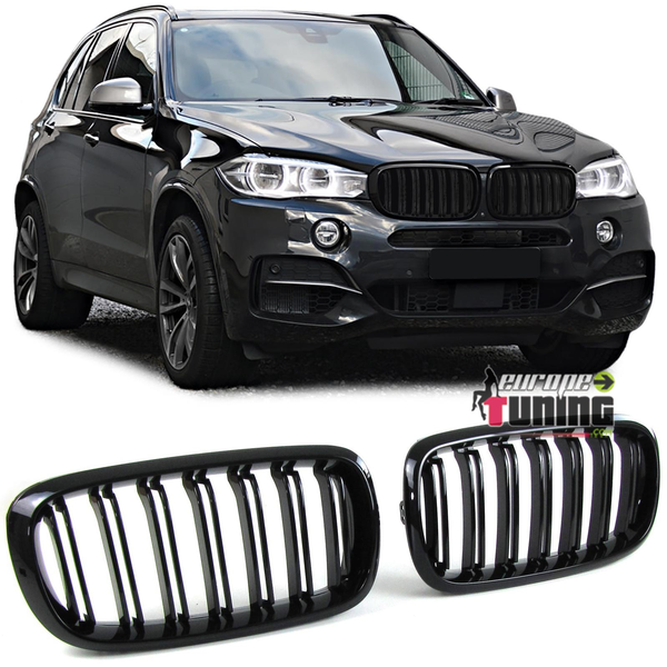 GRILLES DE CALANDRES SPORT NOIRES DOUBLE AILETTES BMW X5 F15 et X6 F16 2013-2018 (04817)