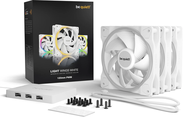 Lot de 3 Ventilateurs de boitier be quiet! Light Wings RGB - 12cm (Blanc)