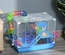 Cage à hamster rongeur 2 niveaux avec accessoires métal blanc PP bleu