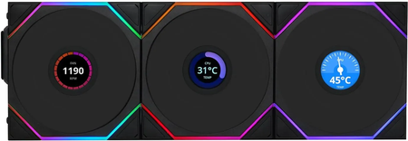 Lot de 3 Ventilateurs de boitier Lian Li Uni Fan TL Wireless LCD RGB - 12cm (Noir)