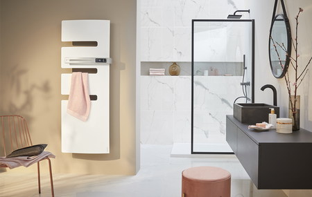 Sèche-serviette connecté mât à gauche SERENIS 500W blanc - ATLANTIC - 850532