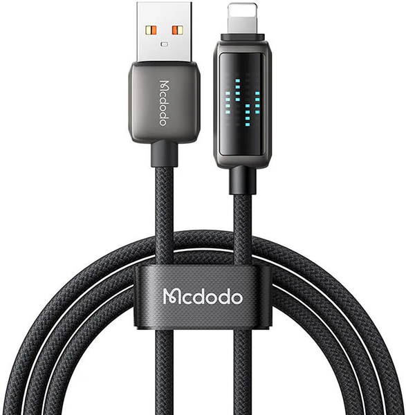 Câble Mcdodo USB-A vers Lightning avec écran 1,2m M/M 36W (Noir)