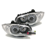 PHARES FEUX AVANTS SILVER ANGEL EYES LED BMW SERIE 1 E87 E88 E81 E82 2004 à 2011 (00879)
