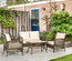 Salon de jardin 4 places 4 pièces style colonial beige marron