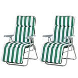 Lot de 2 chaises longues pliables bleu blanc