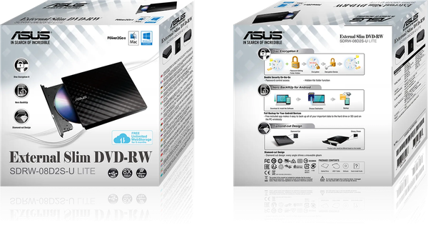 Graveur DVD externe slim Asus SDRW-08D2S-U Lite (Noir)