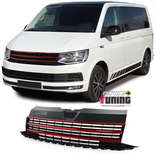 GRILLE DE CALANDRE SPORT NOIRE ET ROUGE VW VOLKSWAGEN T6 BUS TRANSPORTEUR (05154)