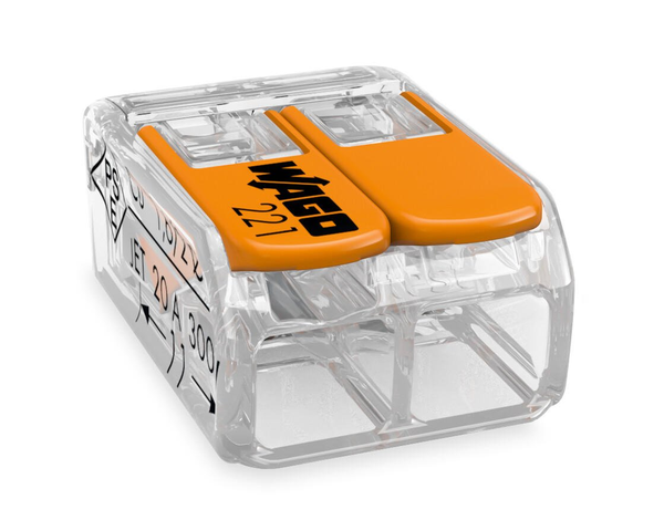 Bornes de raccordement COMPACT 4 mm² transparent 02 conducteurs - WAGO - 221-412 BT 100