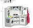 Cuisine pour enfant jeu d'imitation nombreux accessoires rangements gris blanc