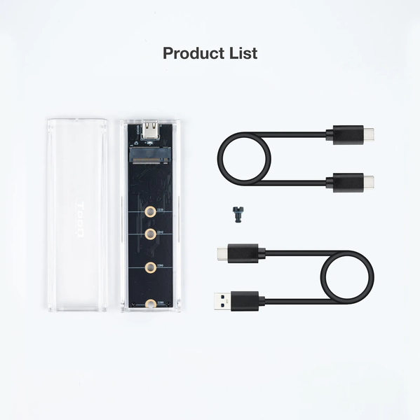 Boitier externe USB-C 3.2 Tooq TQE-2200 - M.2 NVMe Type 2280 (Transparent)