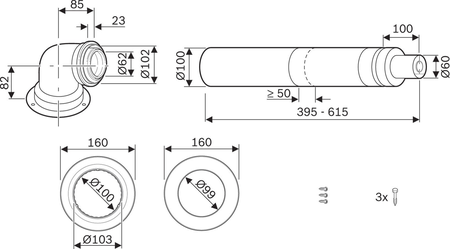 Terminal horizontal télescopique avec prises de mesure 60/100 FC-Set60-C13x-T - ELM LEBLANC - 7738113485
