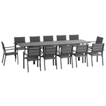 Ensemble de jardin 12 personnes table extensible gris