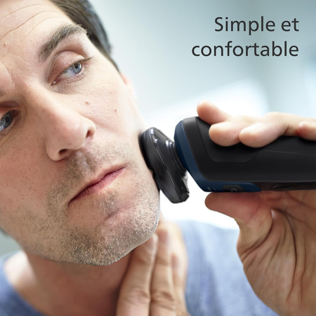 Philips Rasoir Series 5000 - rasoir électrique pour homme Wet & Dry bleu métallisé, avec tondeuse de précision et pochette souple de voyage (modèle S5465/18)