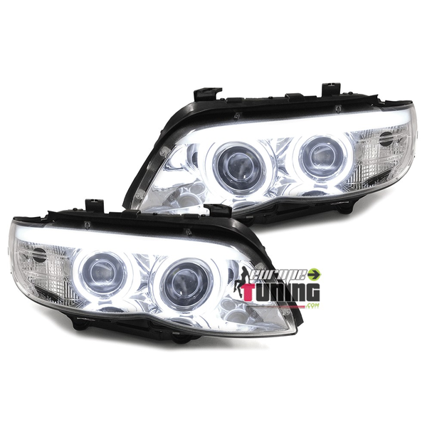 PHARES CHROME ANNEAUX ANGEL EYES FEUX CCFL BMW X5 E53 FACELIFT 2003-2007 (03373)