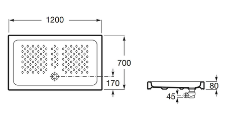 Receveur de douche ITALIA 120x70x8cm céramique blanc - ROCA - A3740HR000